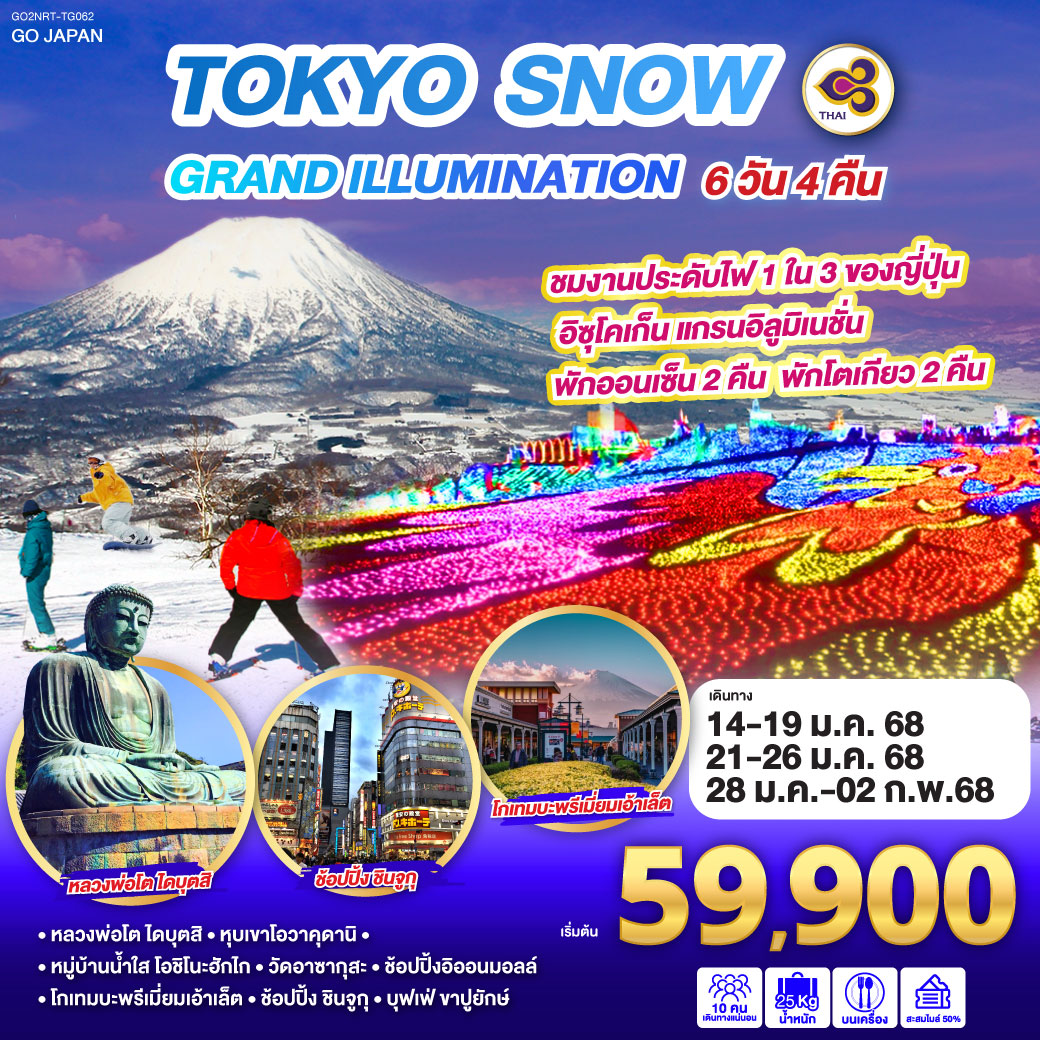 ทัวร์ญี่ปุ่น TOKYO SNOW GRAND ILLUMINATION 6วัน 4คืน (TG)