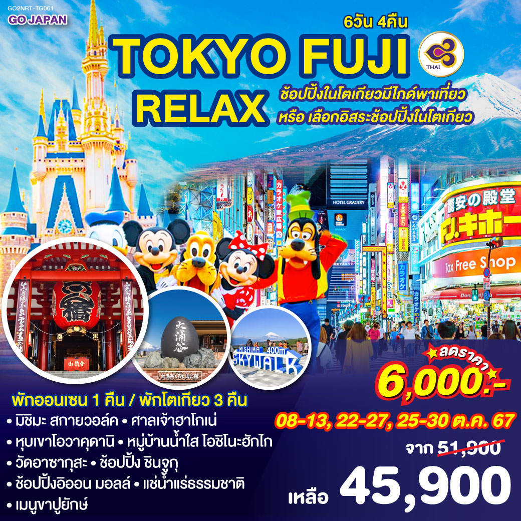 ทัวร์ญี่ปุ่น TOKYO FUJI RELAX 6วัน 4คืน (TG)