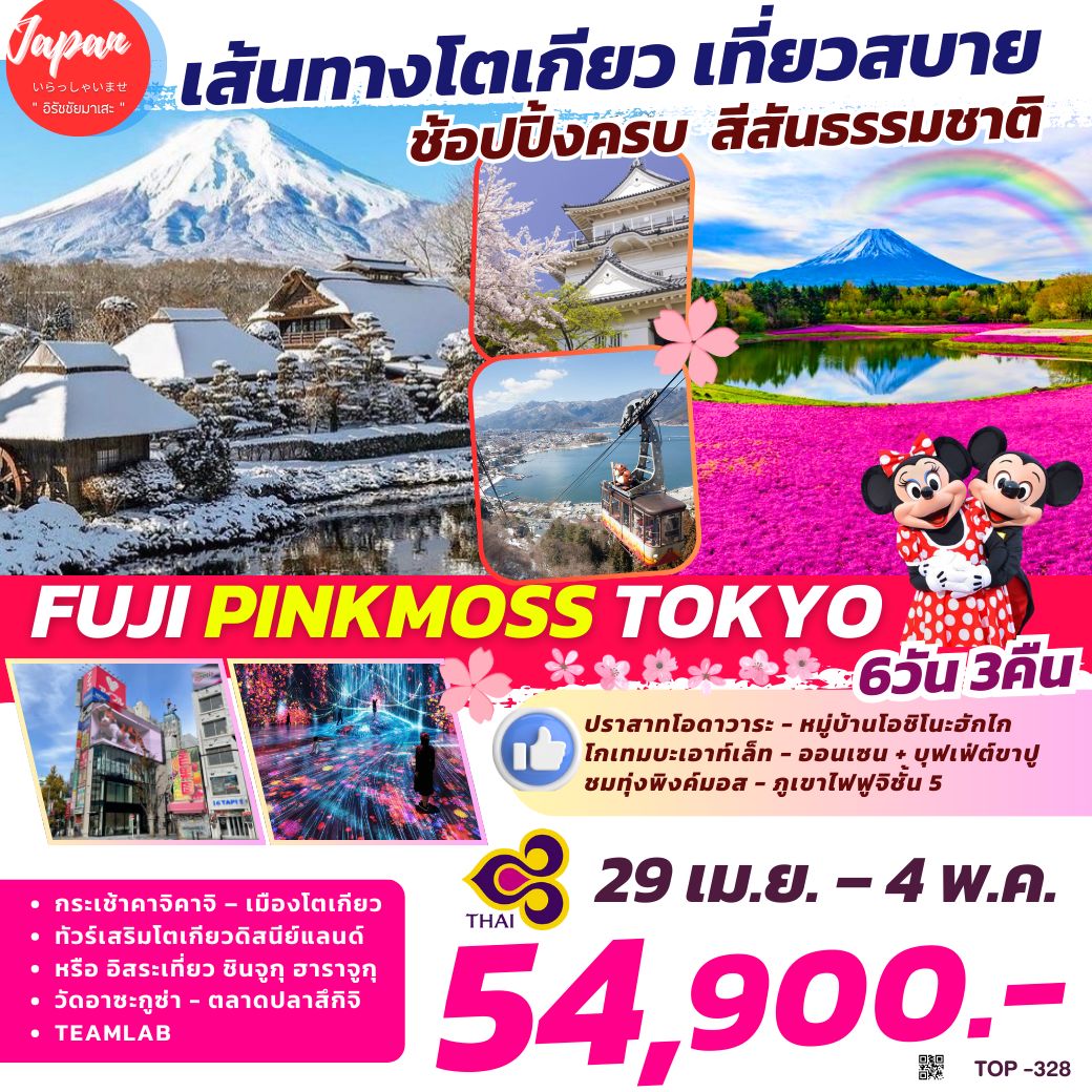 ทัวร์ญี่ปุ่น FUJI PINKMOSS TOKYO 6วัน 3คืน (TG)